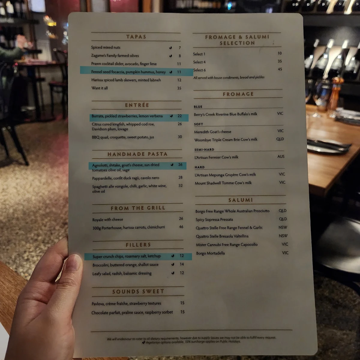 Menu, Lord Lygon
