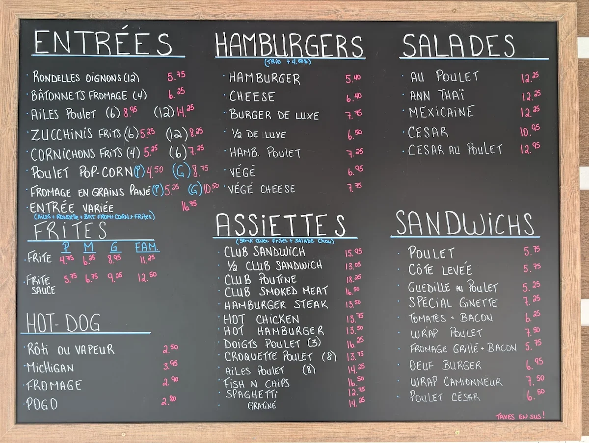 Menu, Casse-Croûte du Village