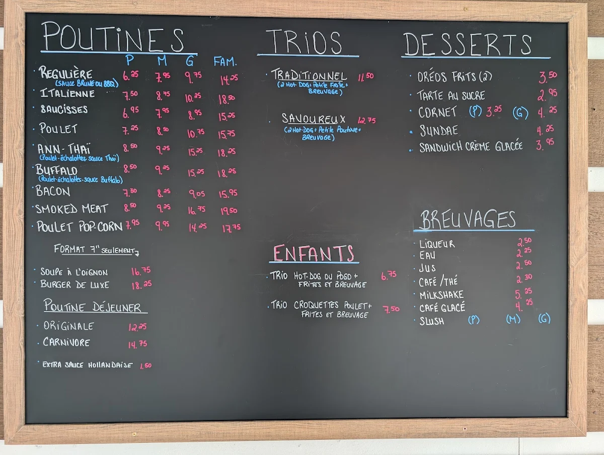 Menu, Casse-Croûte du Village