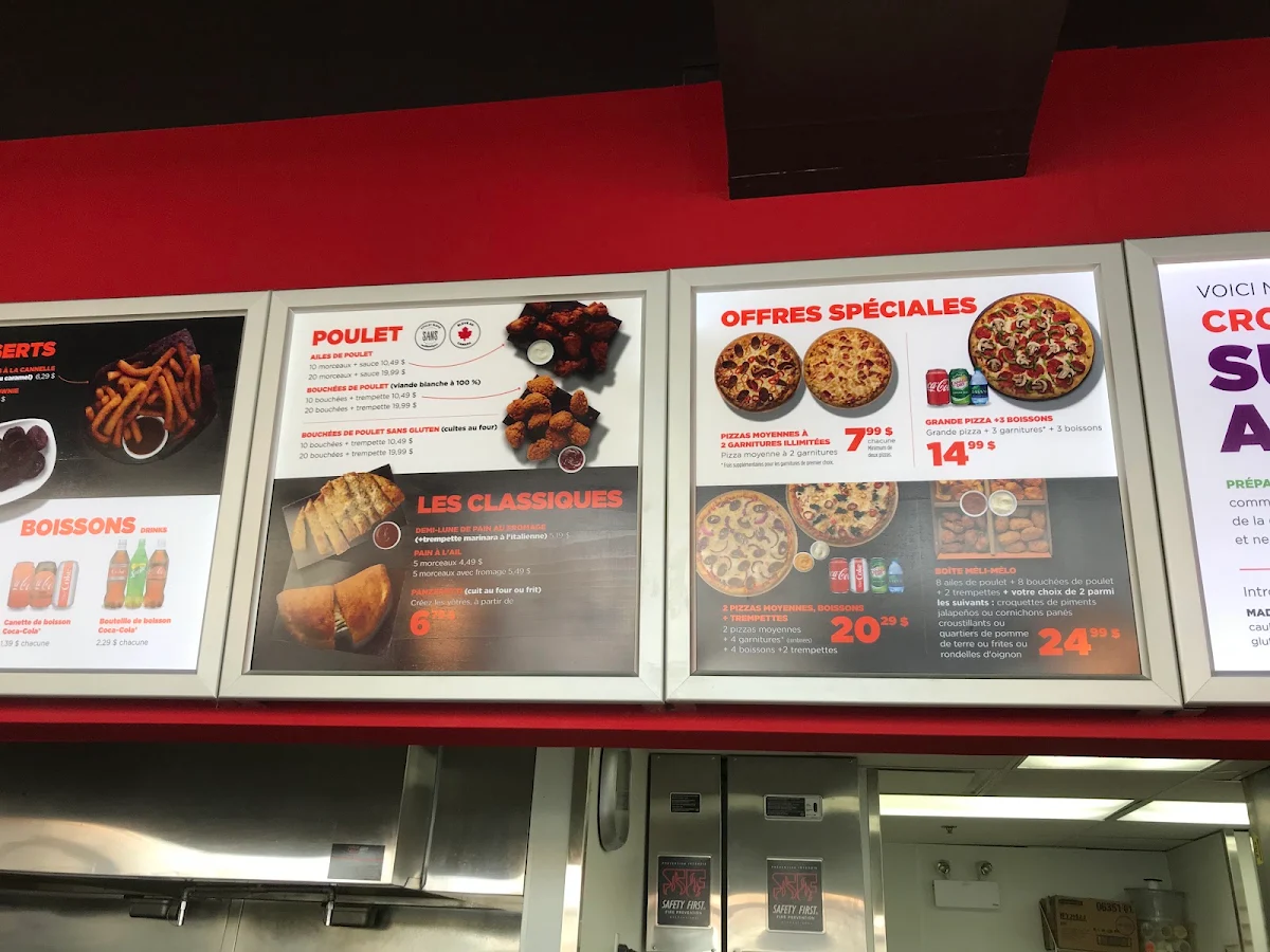 Menu, Pizza Pizza