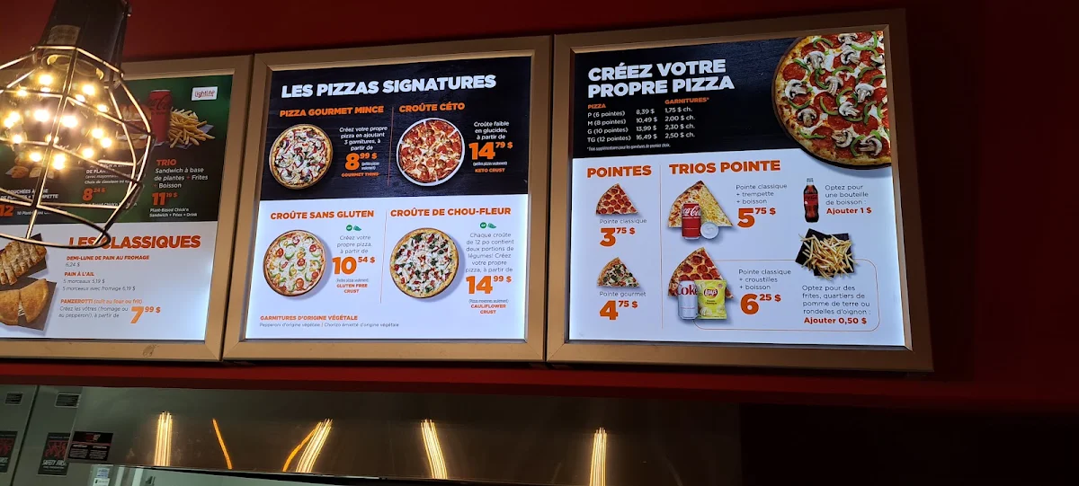 Menu, Pizza Pizza