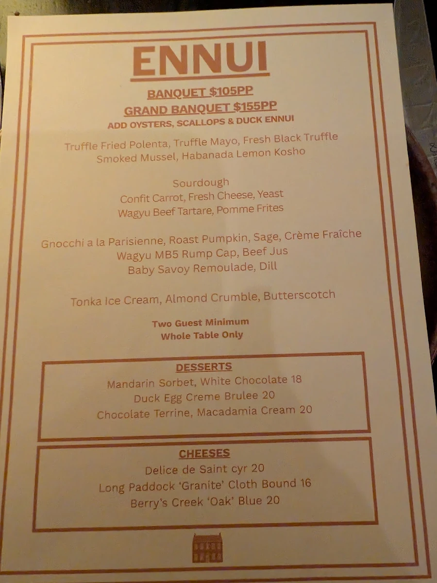 Menu, Ennui
