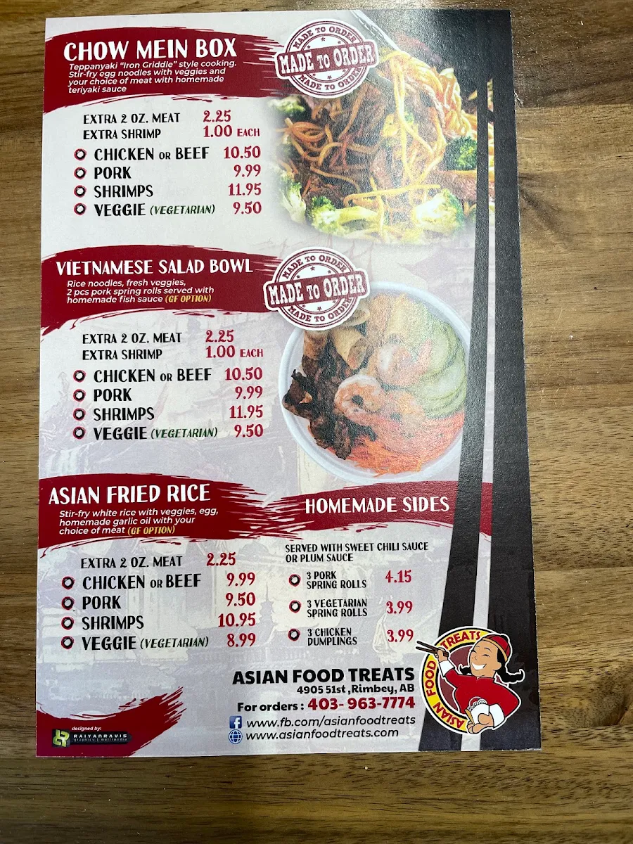 Menu, Asian Food Treats Restaurant