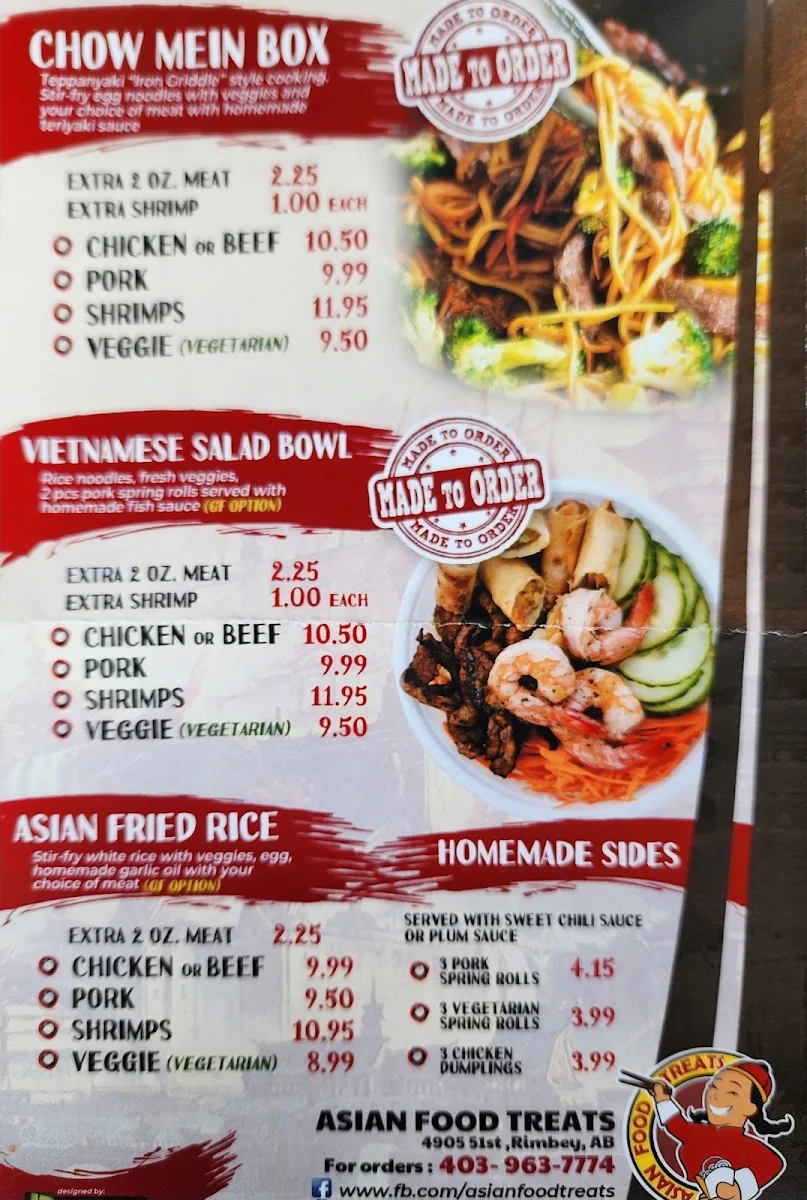 Menu, Asian Food Treats Restaurant