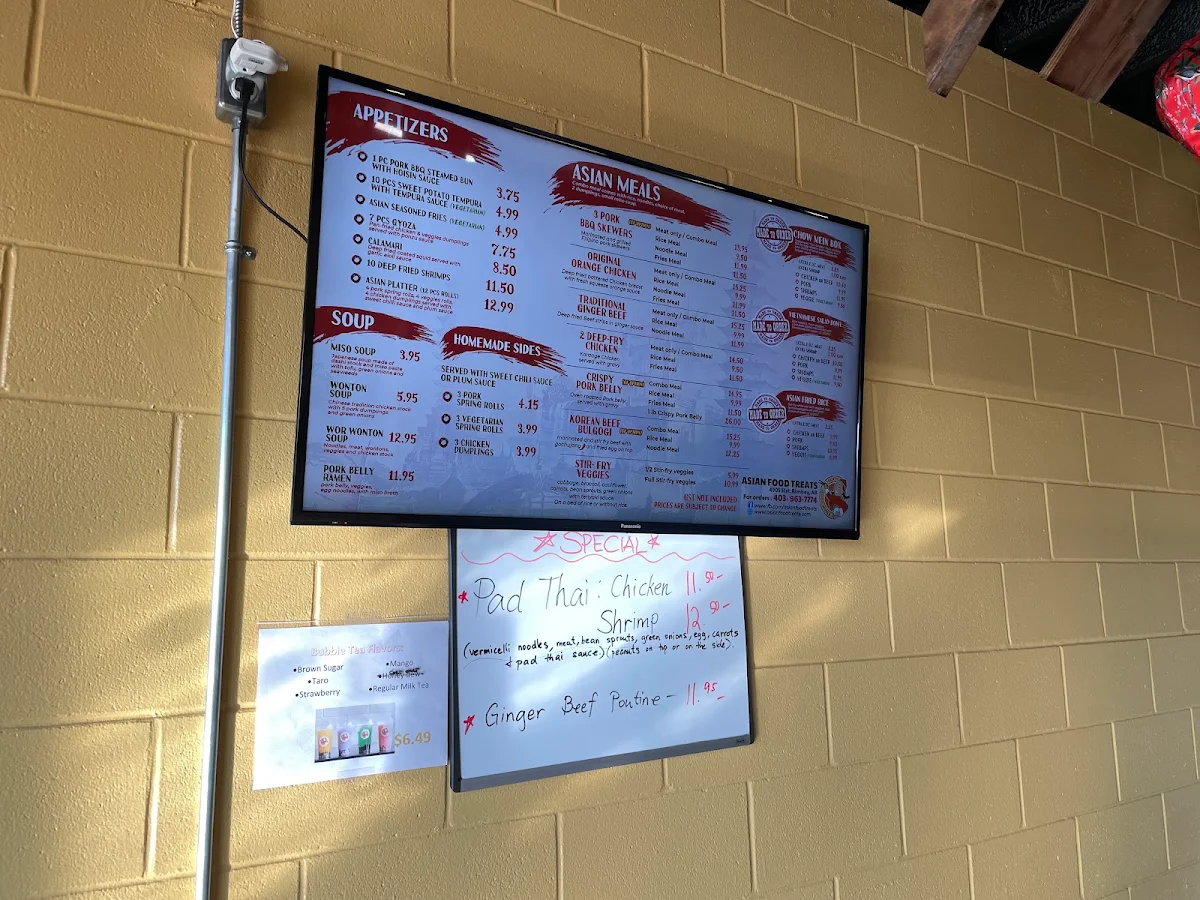 Menu, Asian Food Treats Restaurant