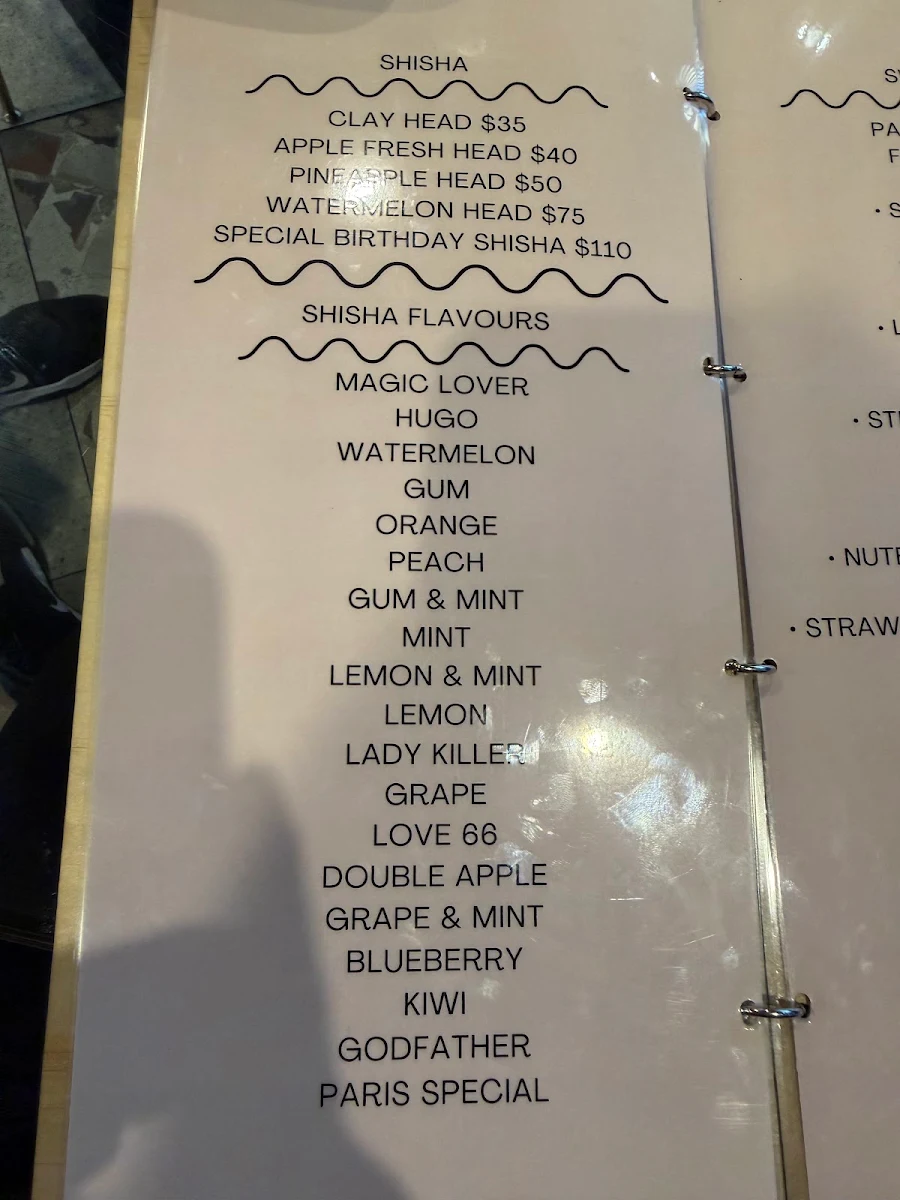 Menu, Paris lounge