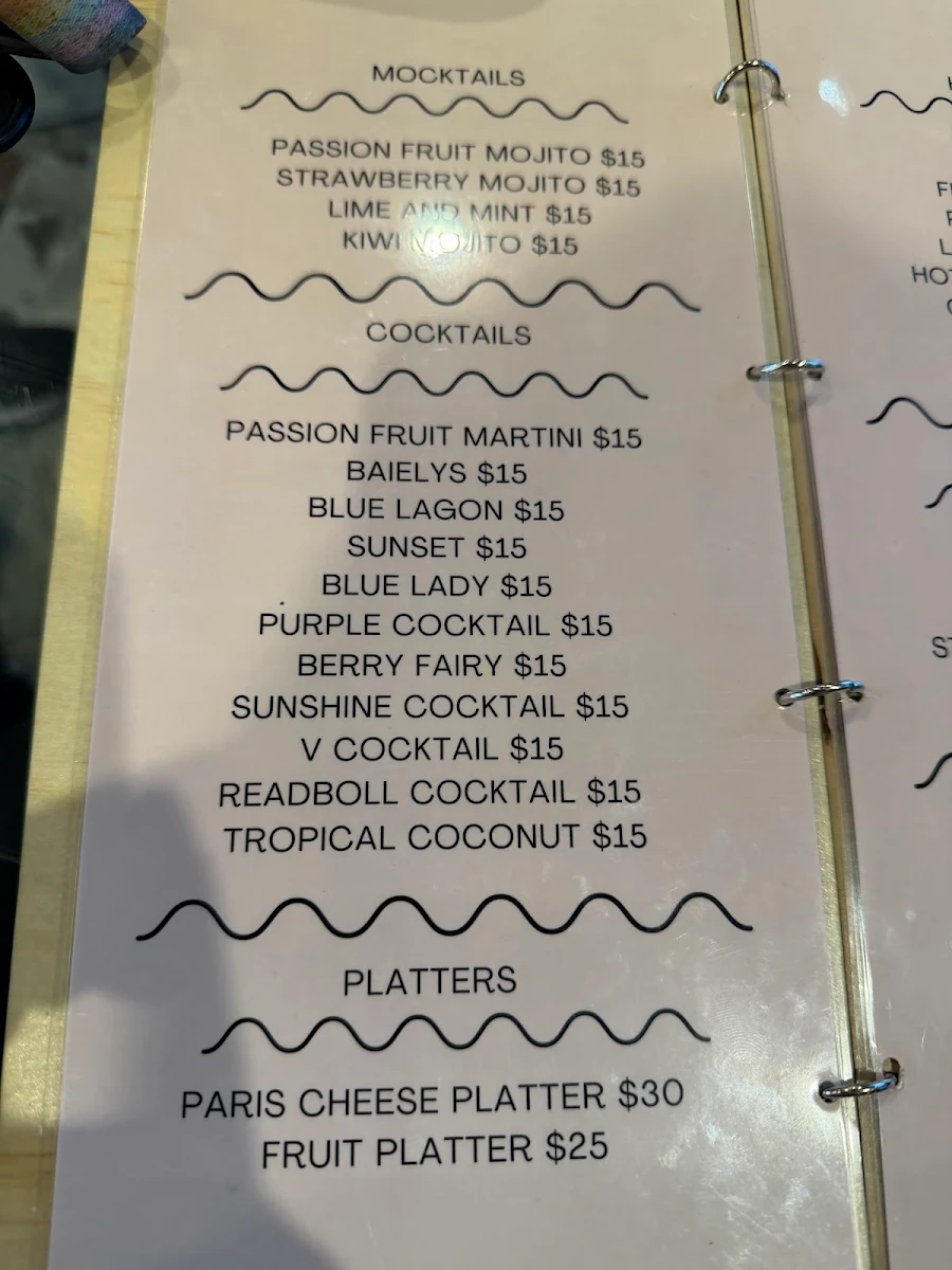 Menu, Paris lounge