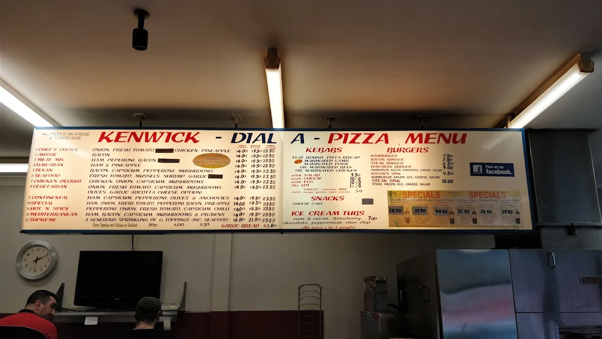 Menu, Kenwick Dial-A-Pizza