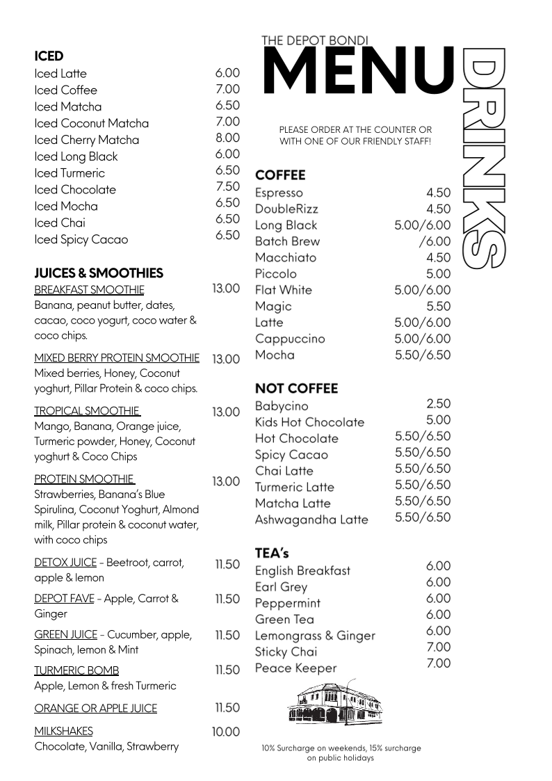 Menu, The Depot
