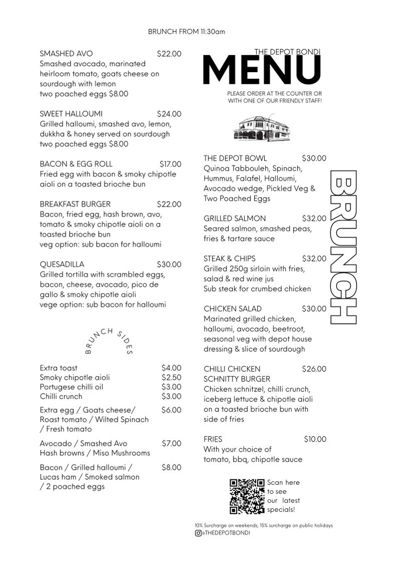 Menu, The Depot