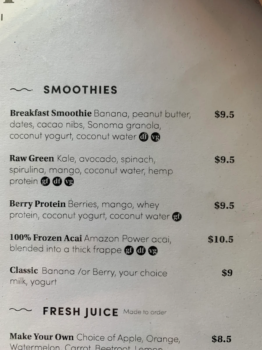 Menu, The Depot