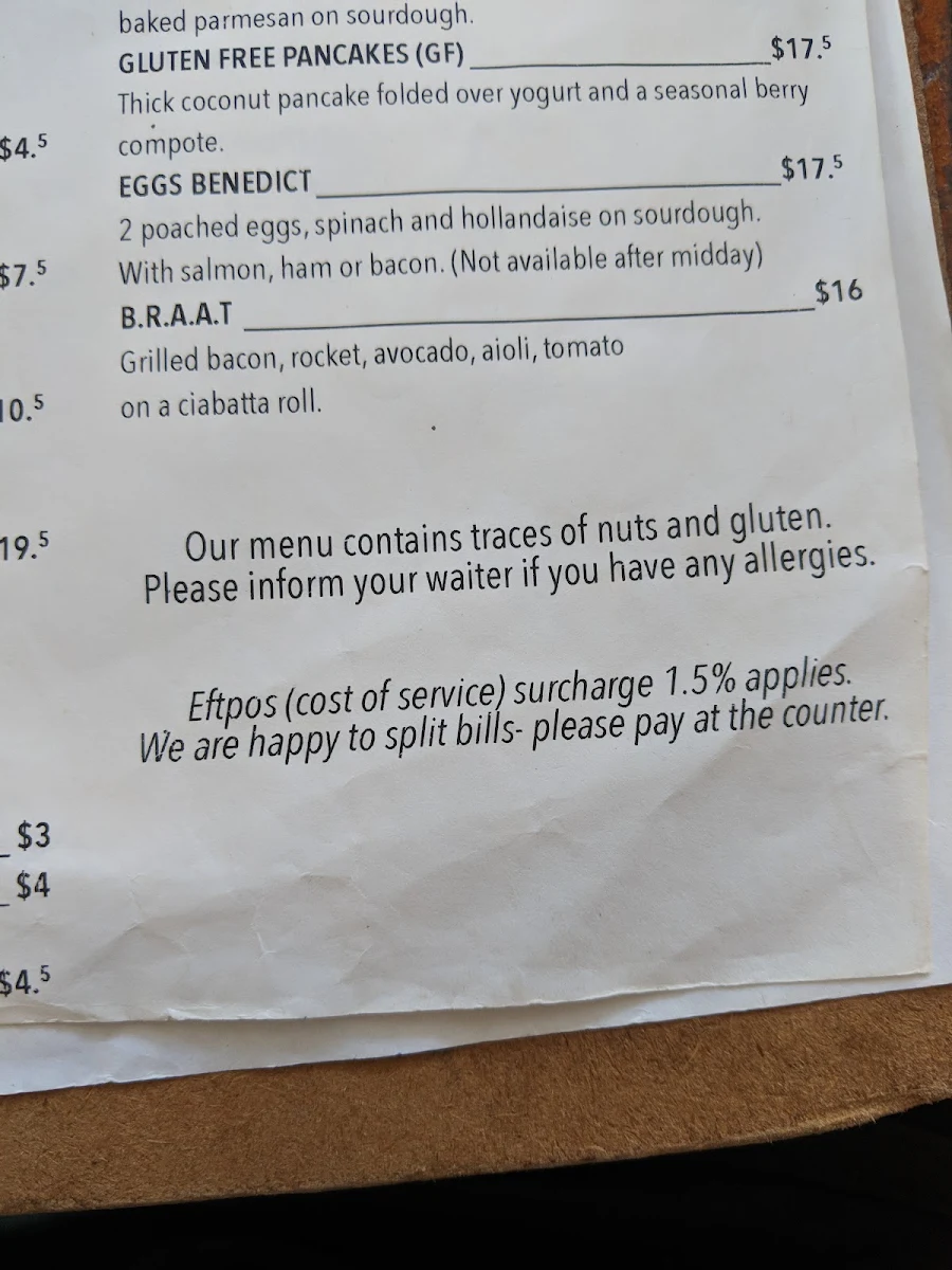 Menu, The Depot