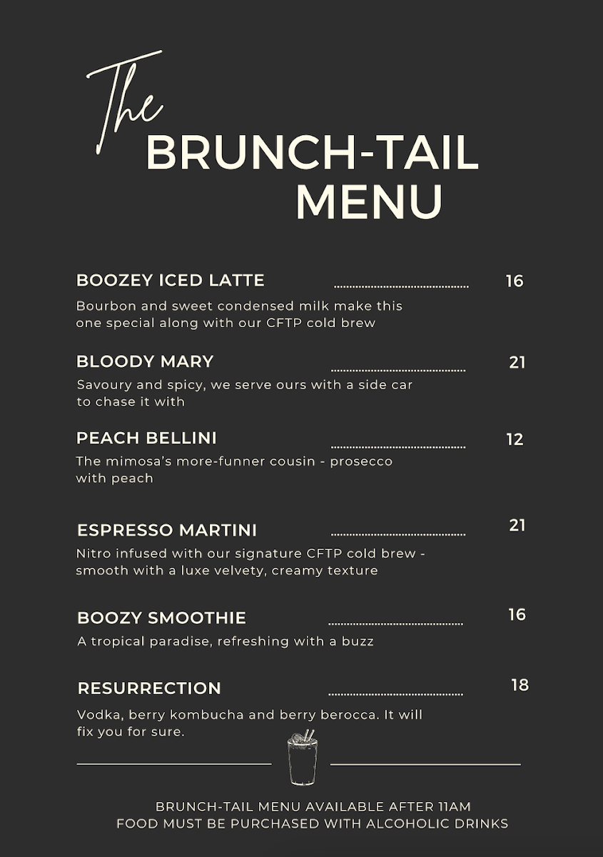 Menu, Coffee for the People Roasting Co. CAFE