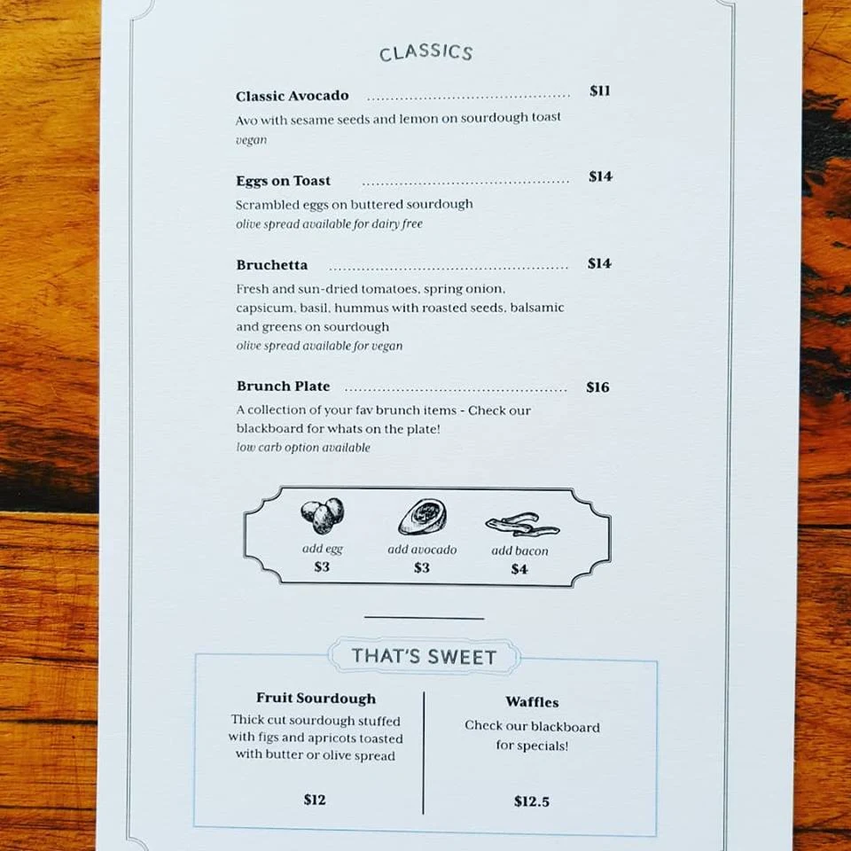 Menu, Coffee for the People Roasting Co. CAFE