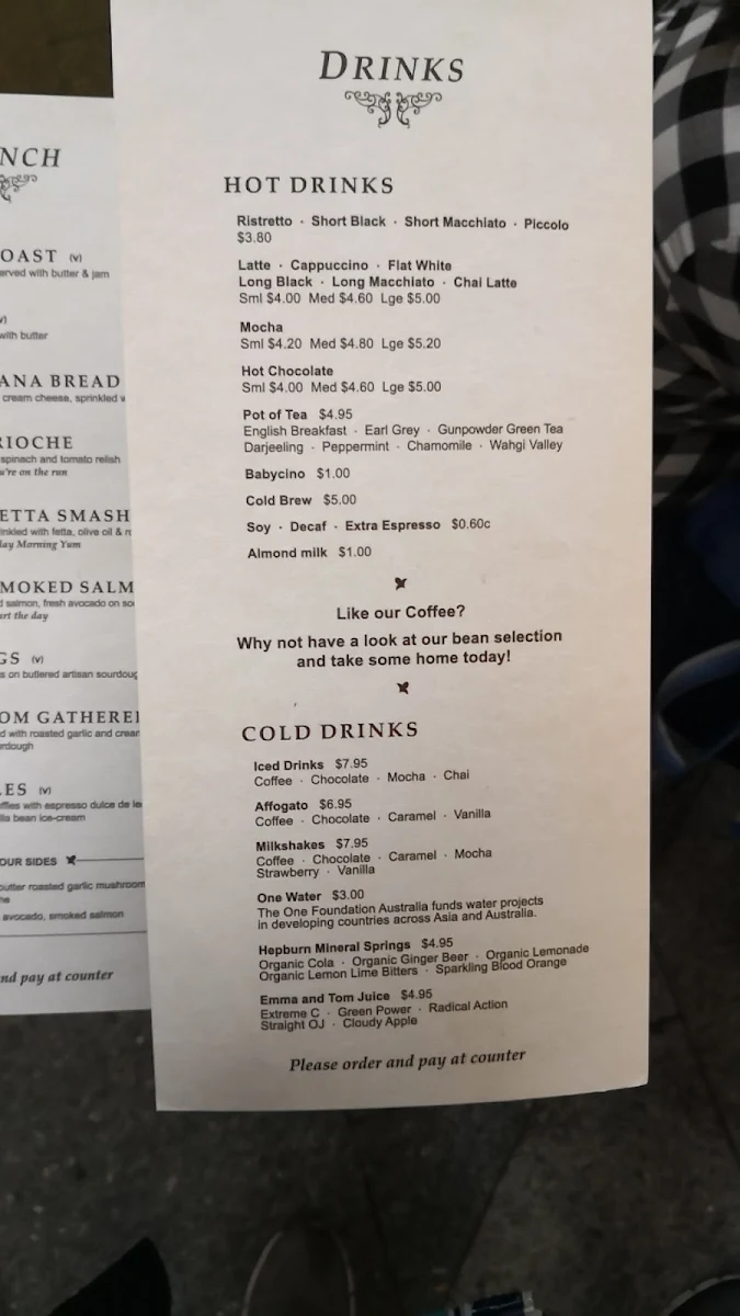 Menu, Jasper Coffee