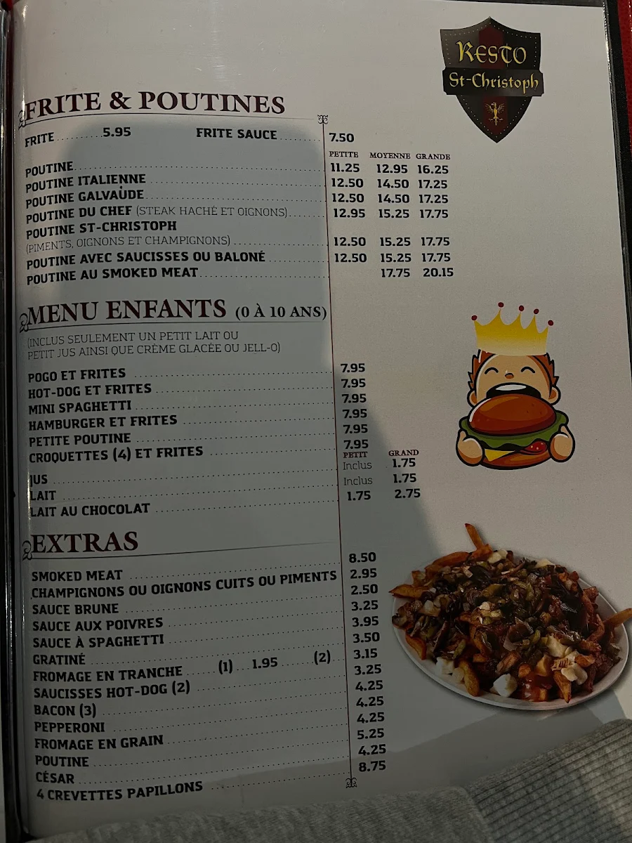 Menu, St-Christoph Restaurant