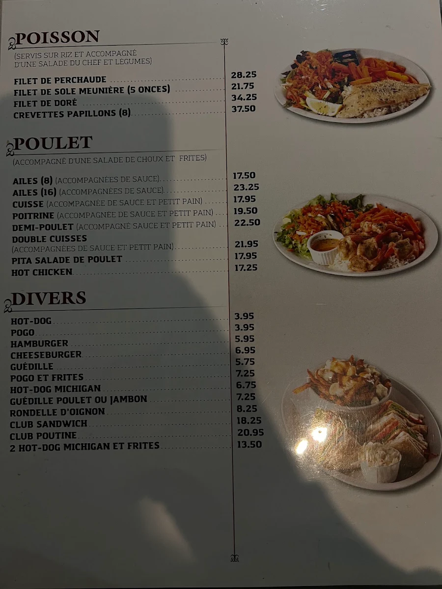 Menu, St-Christoph Restaurant