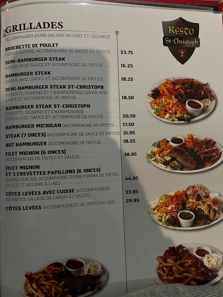 Menu, St-Christoph Restaurant