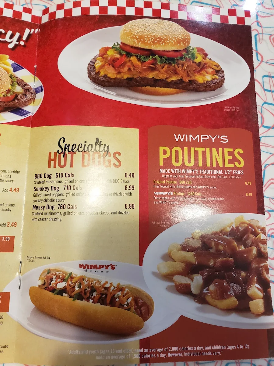 Menu, Wimpy's Diner Chatham