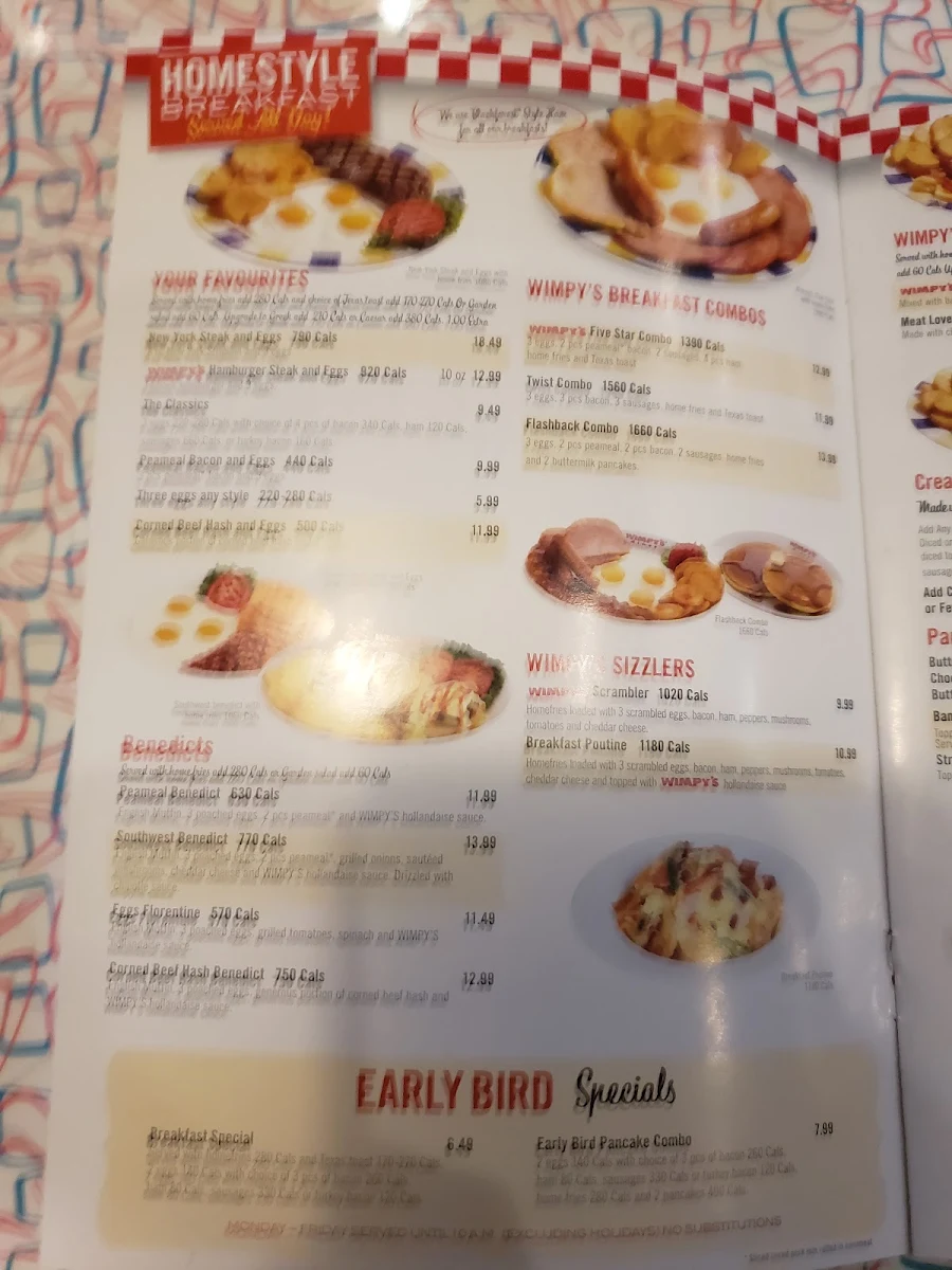 Menu, Wimpy's Diner Chatham