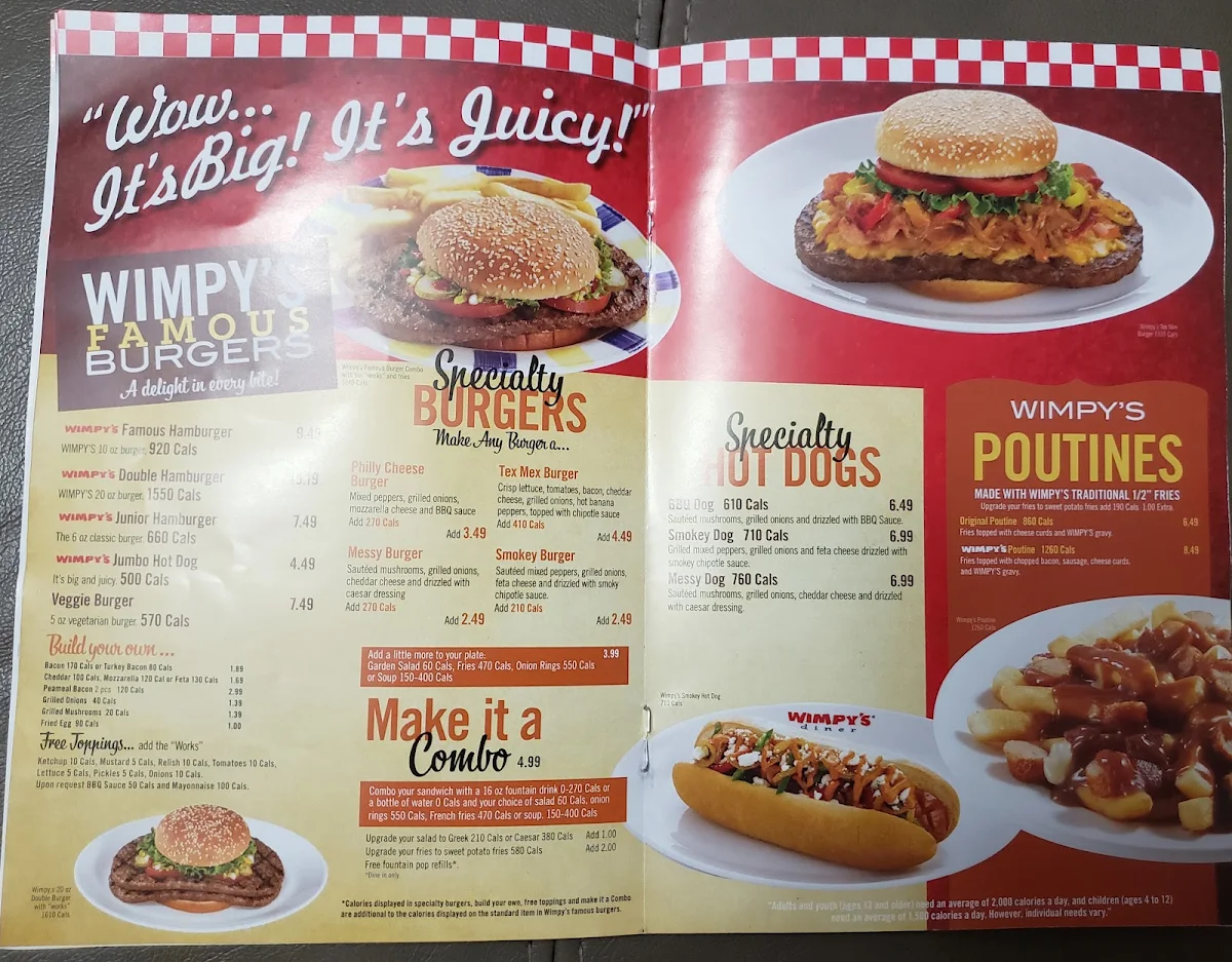 Menu, Wimpy's Diner Chatham