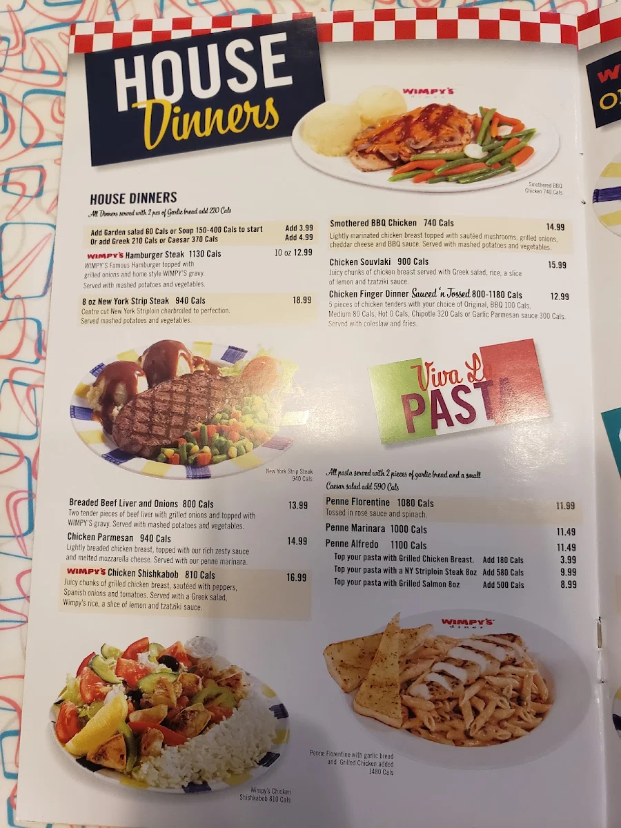 Menu, Wimpy's Diner Chatham