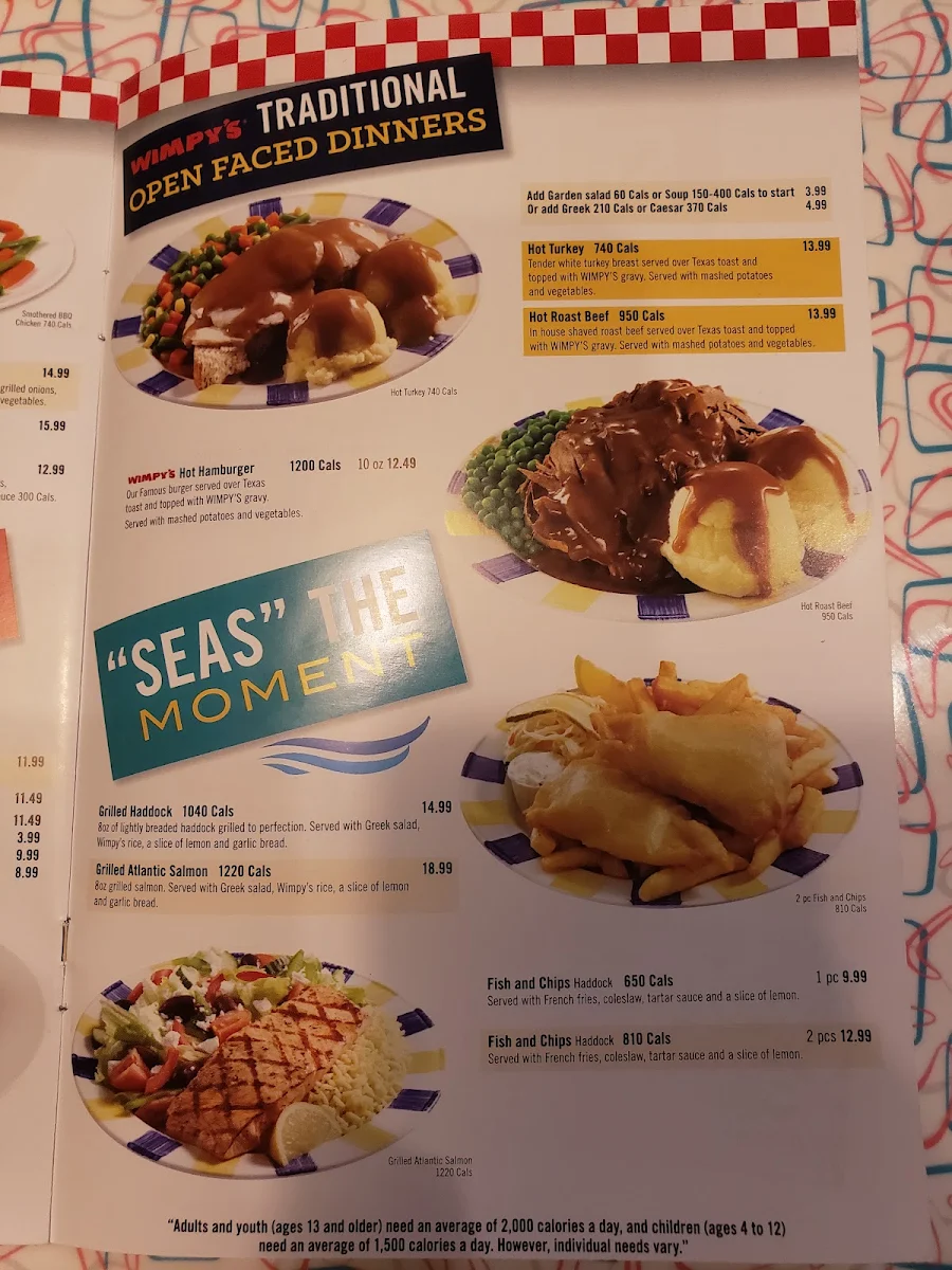 Menu, Wimpy's Diner Chatham