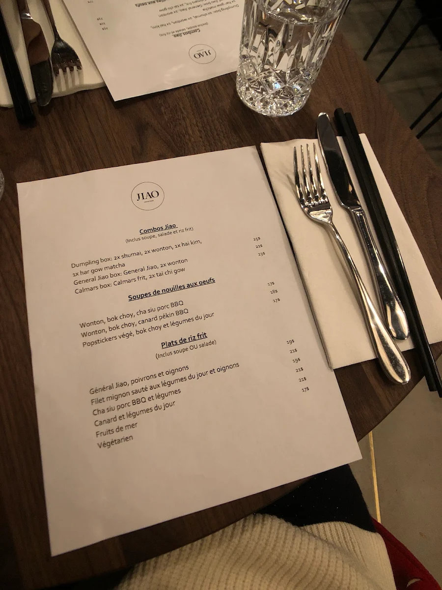Menu, JIAO Dim Sum Bar