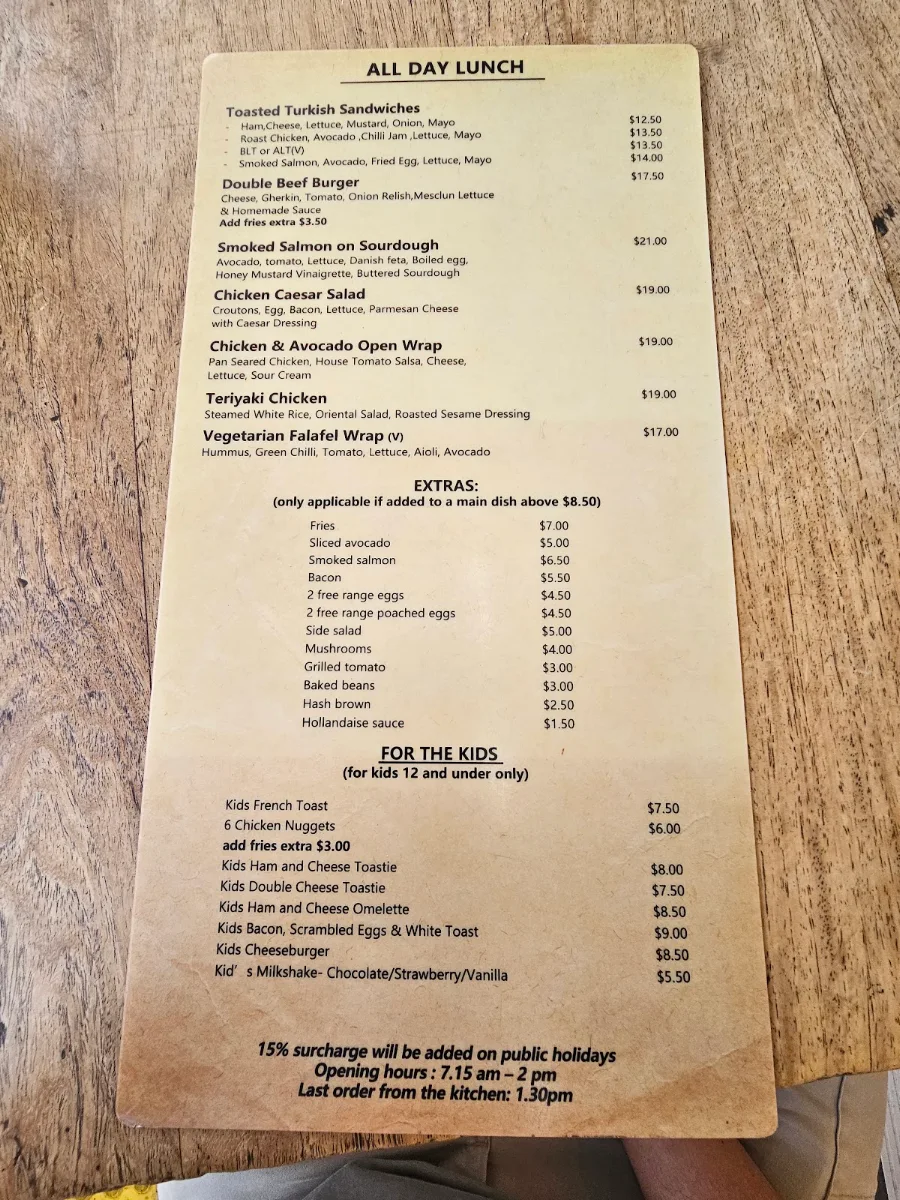 Menu, Lot 1 Coffee