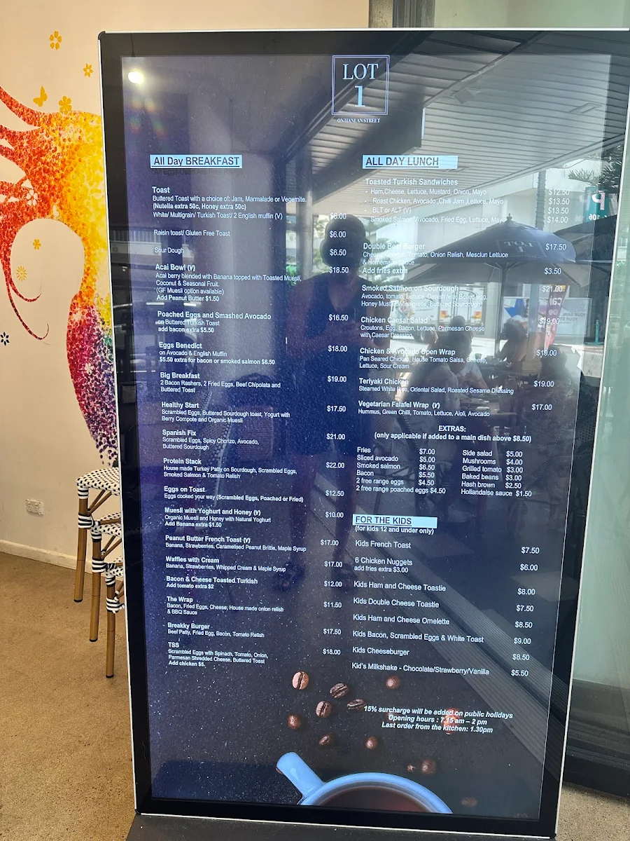 Menu, Lot 1 Coffee