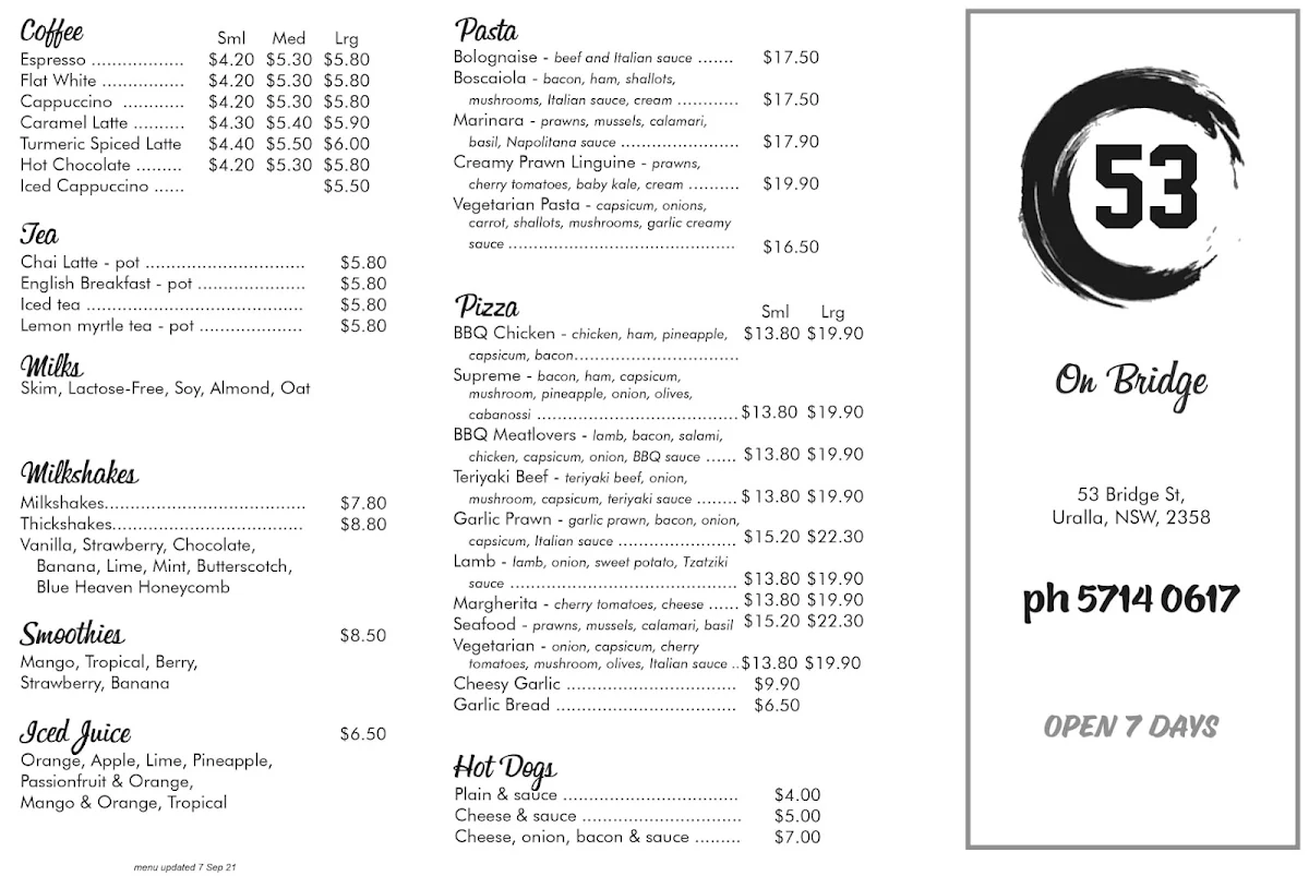 Menu, 53 on Bridge