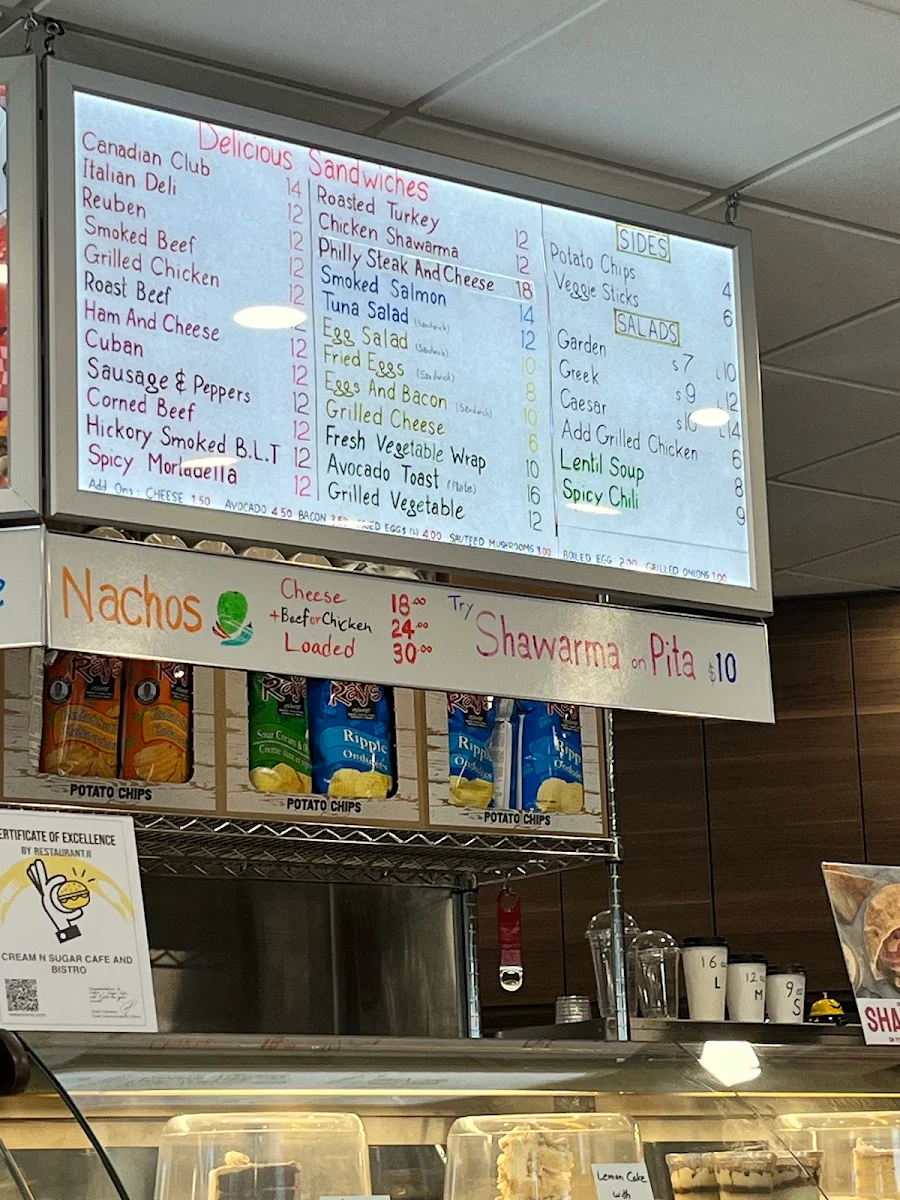 Menu, Cream n Sugar Cafe and Bistro