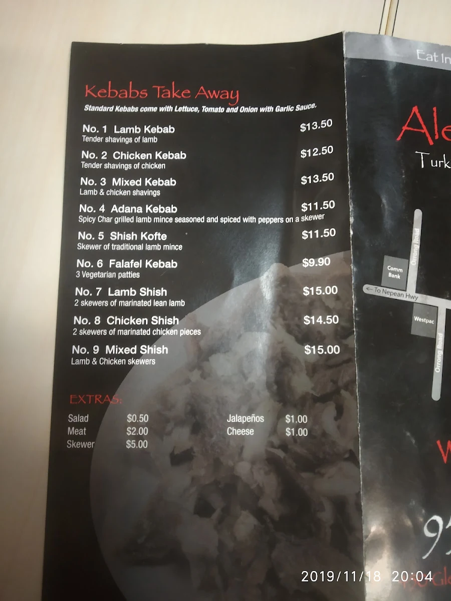 Menu, Alev Alev Turkish Kitchen