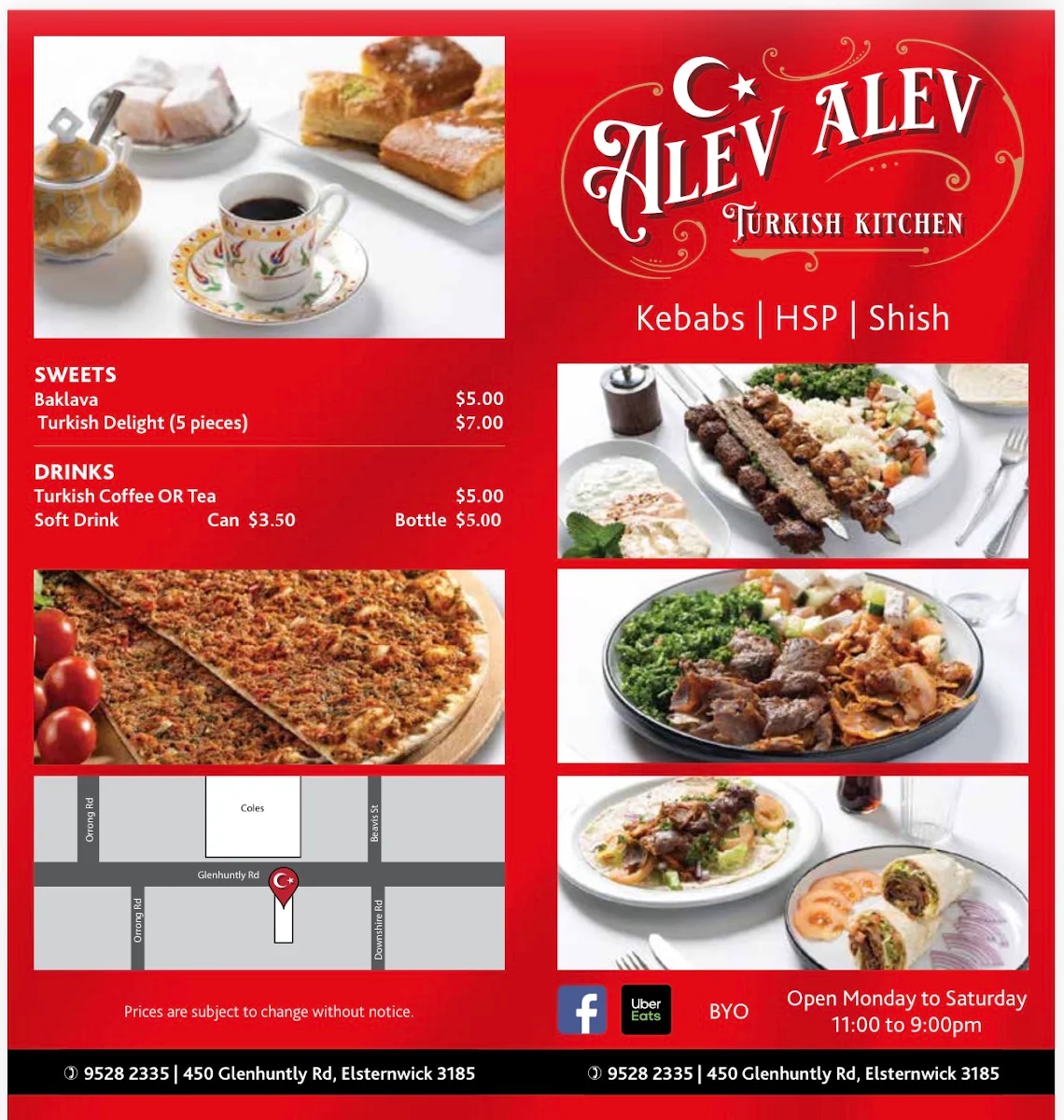 Menu, Alev Alev Turkish Kitchen