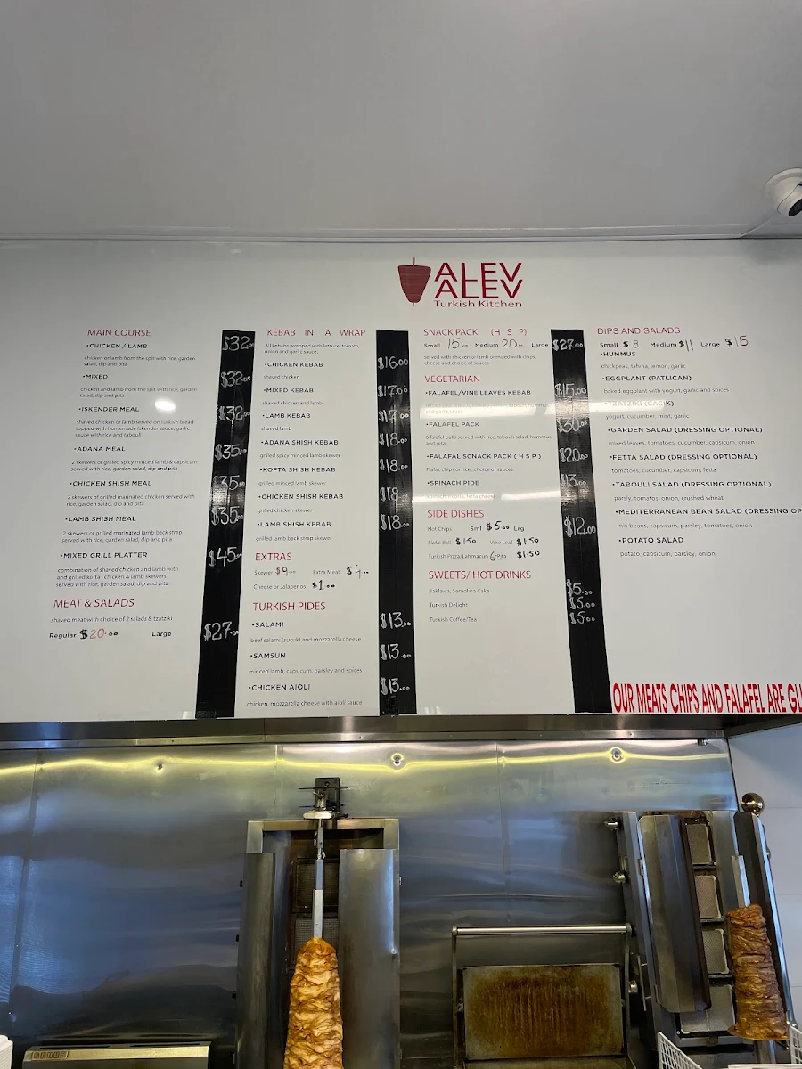 Menu, Alev Alev Turkish Kitchen