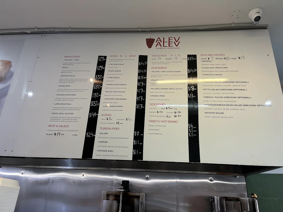 Menu, Alev Alev Turkish Kitchen