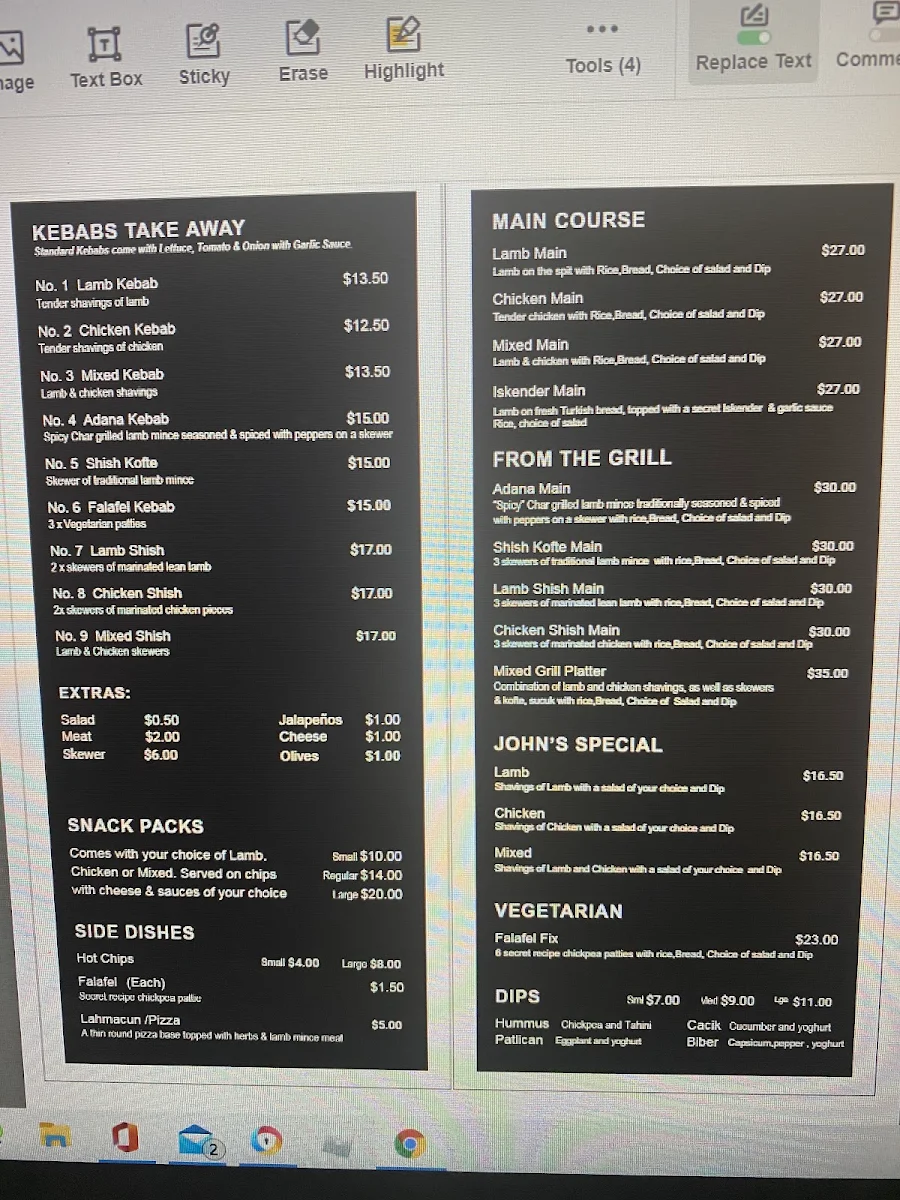 Menu, Alev Alev Turkish Kitchen