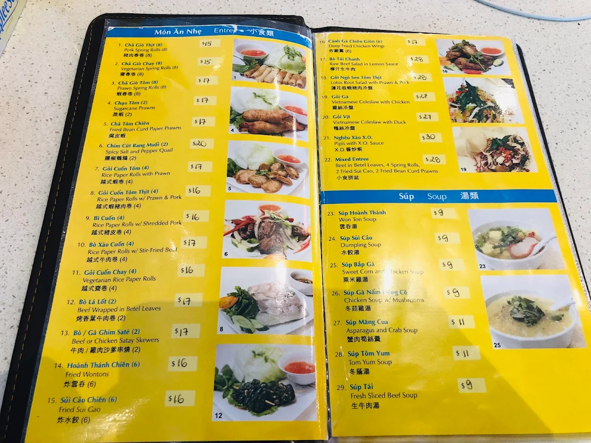 Menu, Hoang Yen