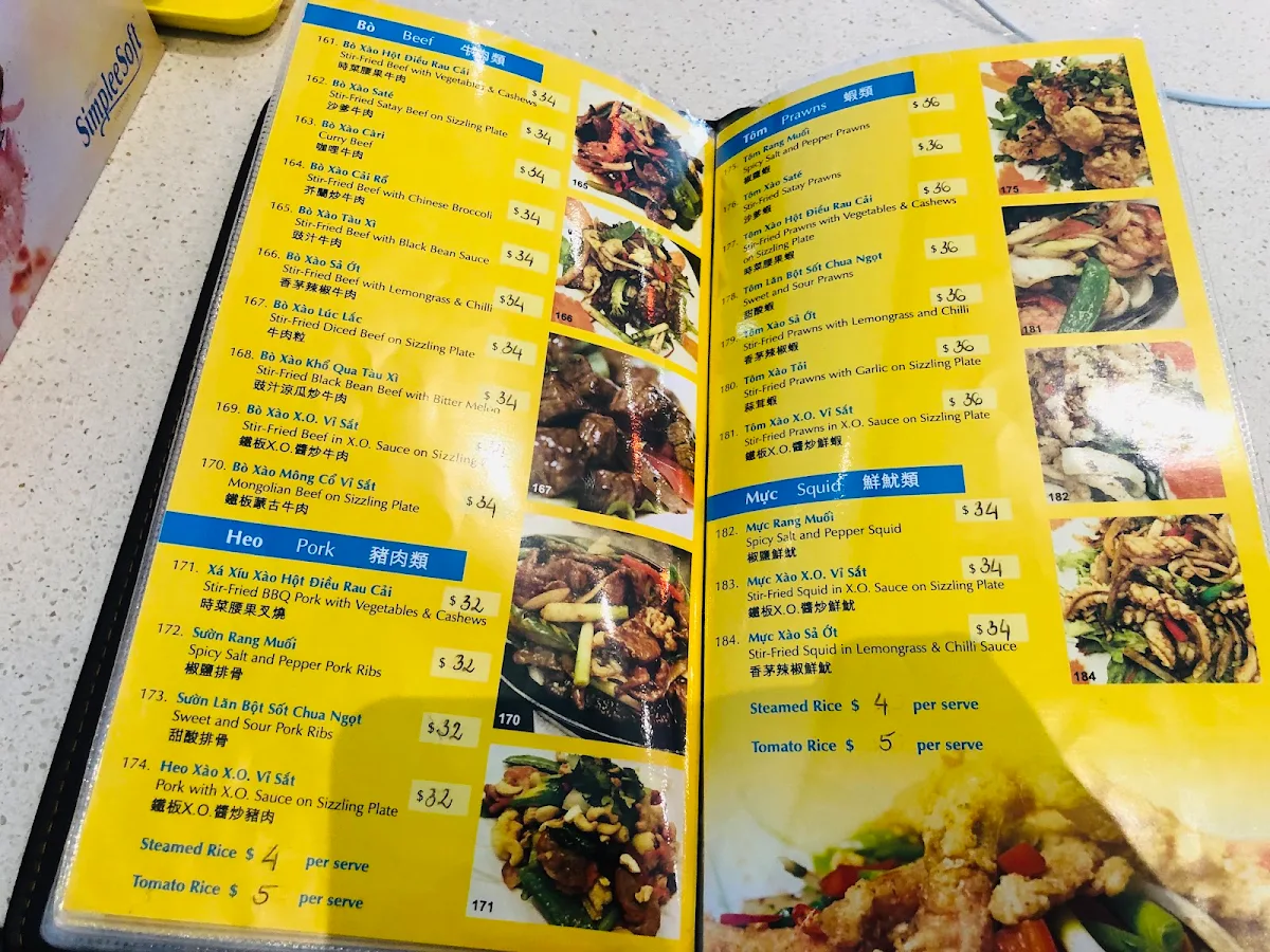 Menu, Hoang Yen