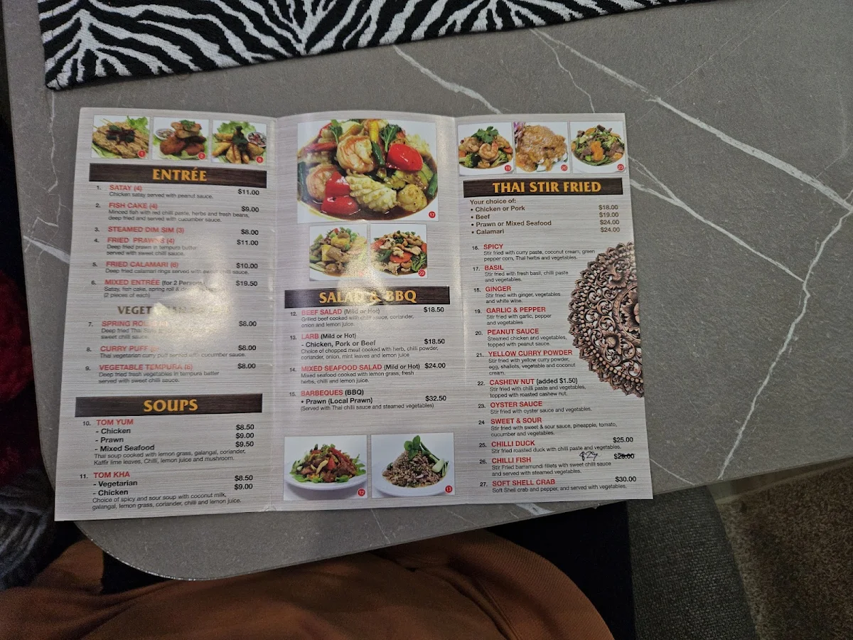 Menu, Thai Diamond Restaurant