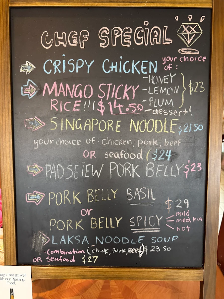 Menu, Thai Diamond Restaurant
