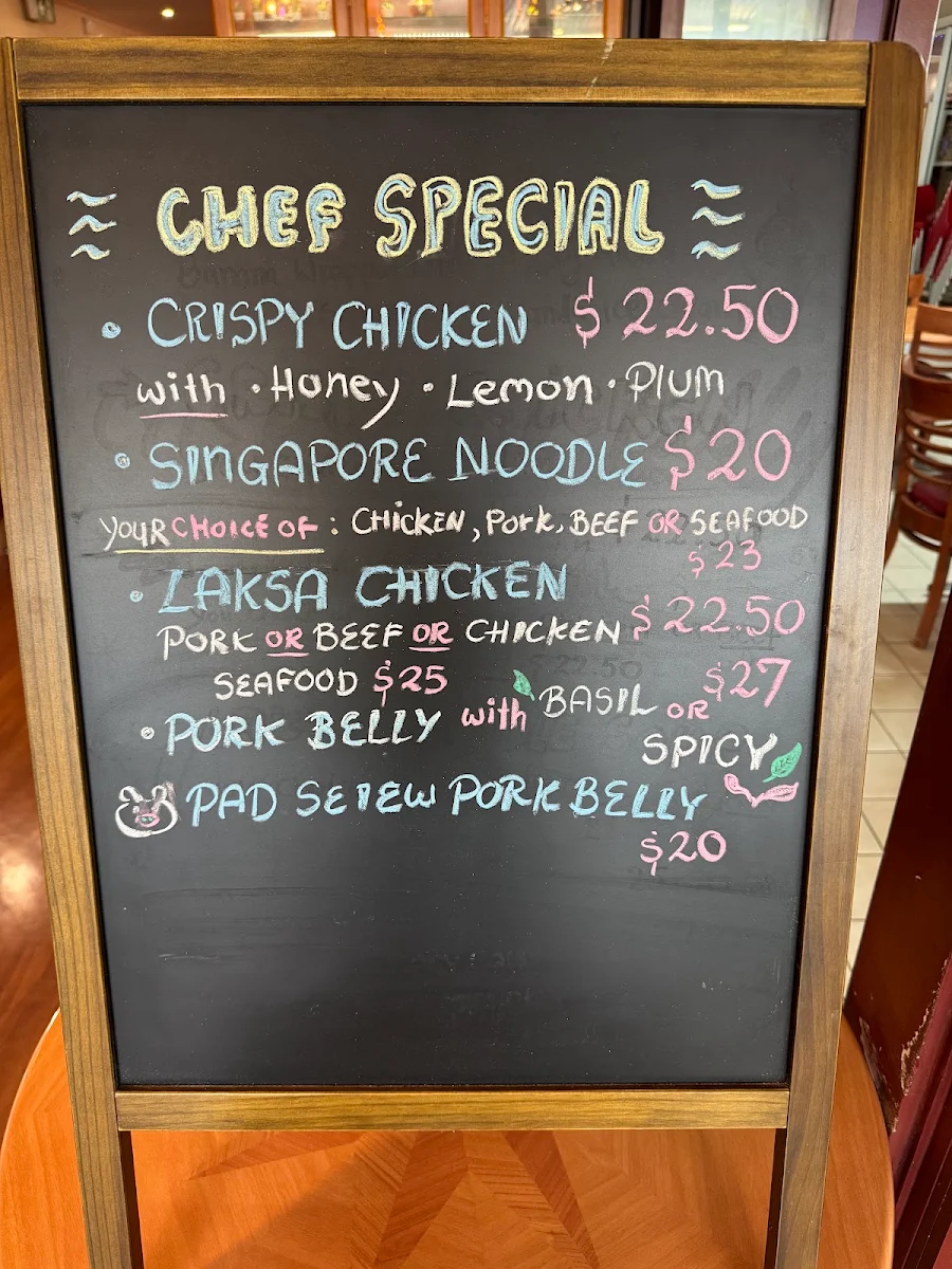 Menu, Thai Diamond Restaurant
