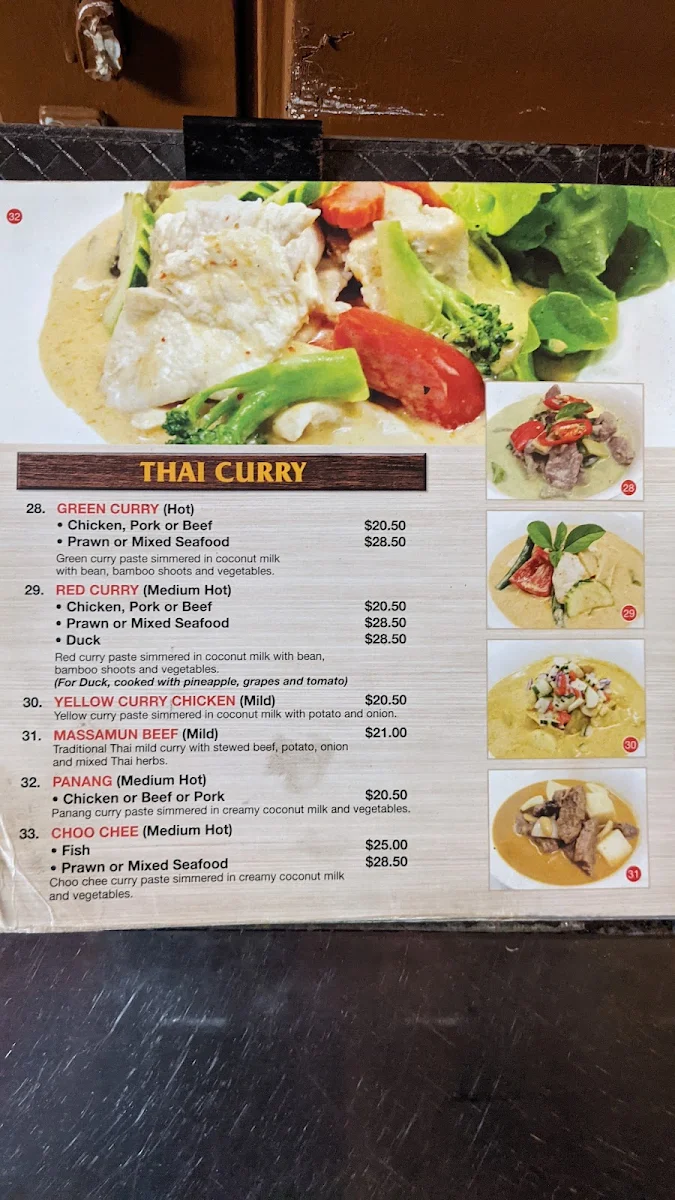 Menu, Thai Diamond Restaurant