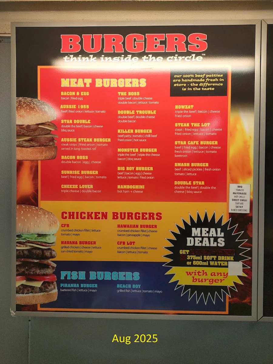 Menu, Star Cafe