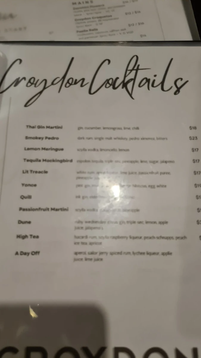 Menu, Croydon Lane Wine & Tapas Bar