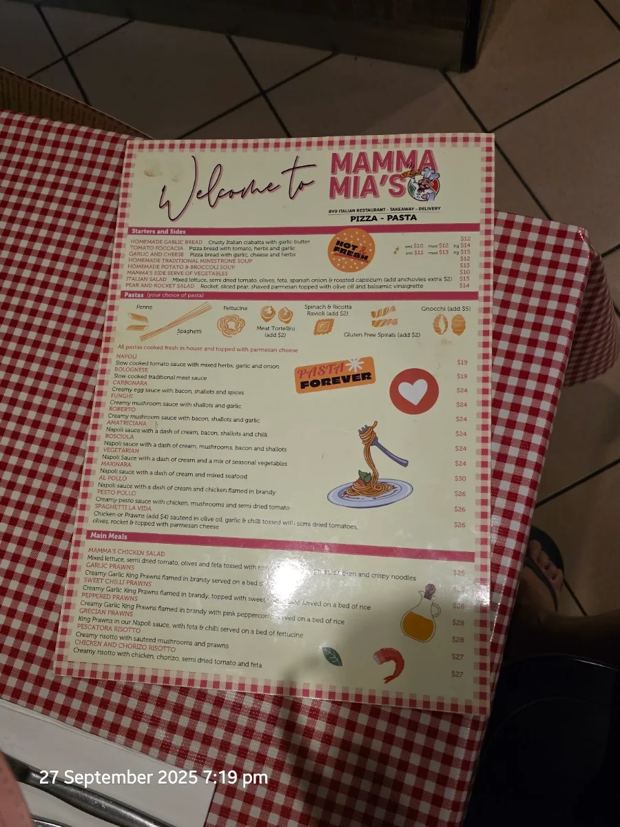 Menu, Mamma Mia's