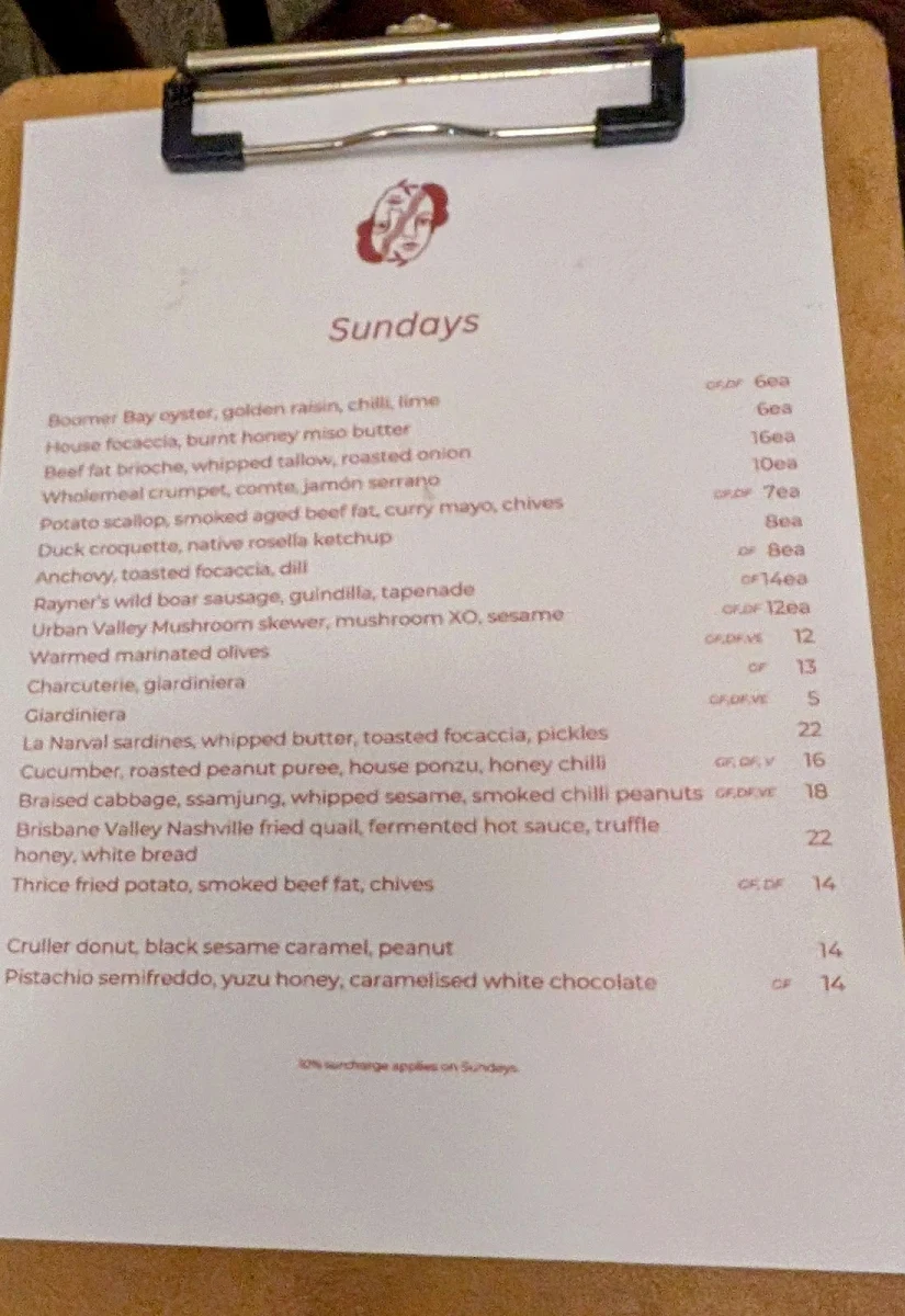 Menu, Common Vice Wine Bar
