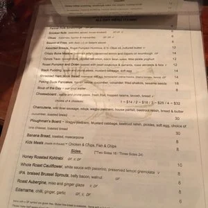Menu, Common Vice Wine Bar