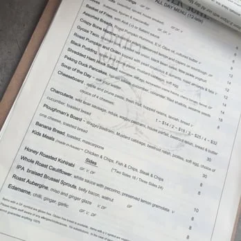Menu, Common Vice Wine Bar