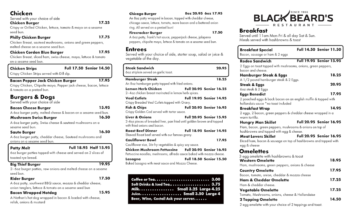 Menu, The Beef
